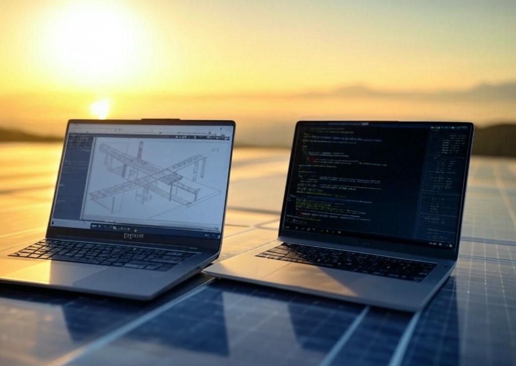 Team working on solar panels